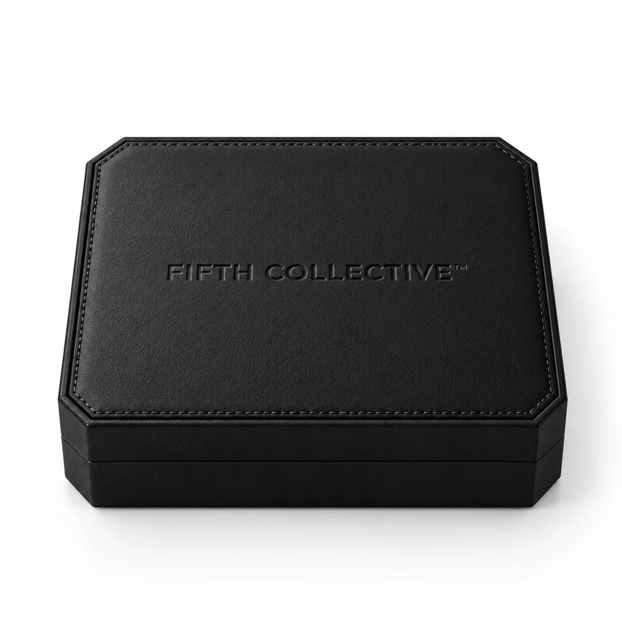 Fifth Collective black leather eight-corner jewellery box